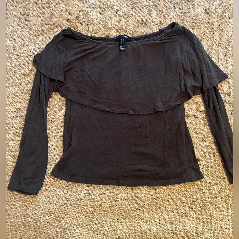 Olive green off shoulder top